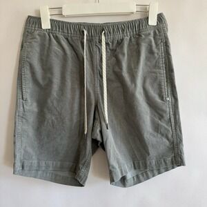 Vuori Mens Optimist Elastic Waist Shorts Medium 8" Green Corduroy Cotton Spandex